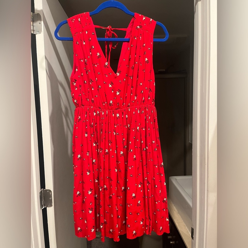 Madewell Dress New - other Magnolia Tie Back Red Floral Cinch Waist Dress Size L